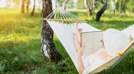 Relaxing in a hammock