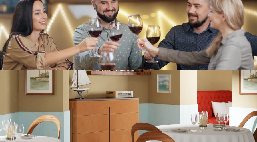 Ristorante, bar e caffetteria con aria purificata