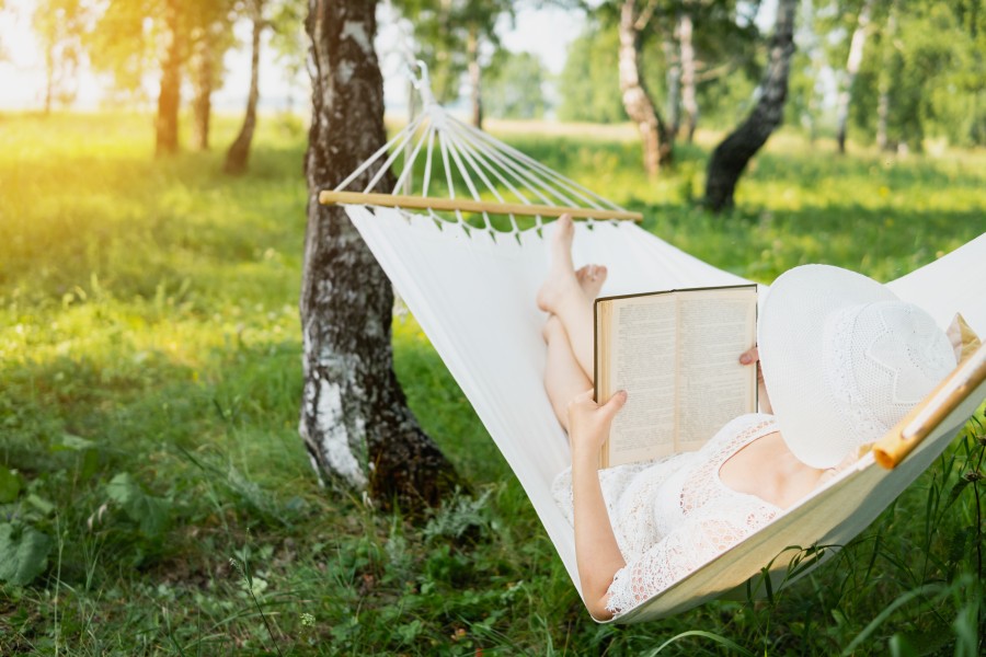 Relaxing in a hammock